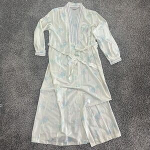 Vintage Reasa Martin Satin Lace Robe Small Floral Pastel USA Made Bridal Glam